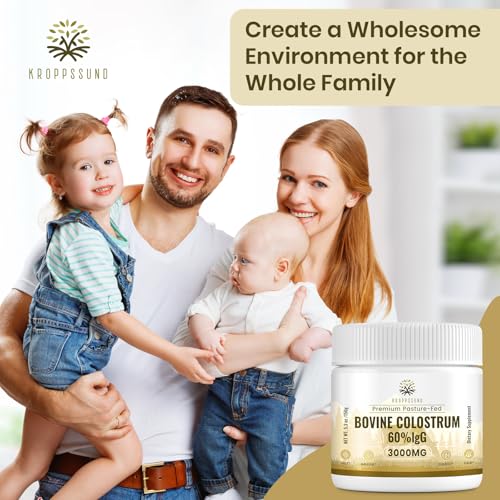 Kroppssund Bovine Colostrum Powder Supplement 3000 mg - Extra High 60% IgG Bovine Colostrum - Gut, Bone, Exercise, Immune - 50 Servings (1 Bottle) - Image 4