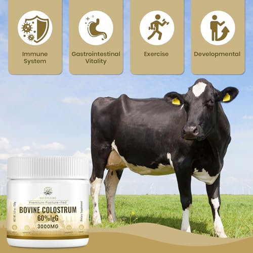 Kroppssund Bovine Colostrum Powder Supplement 3000 mg - Extra High 60% IgG Bovine Colostrum - Gut, Bone, Exercise, Immune - 50 Servings (1 Bottle) - Image 2