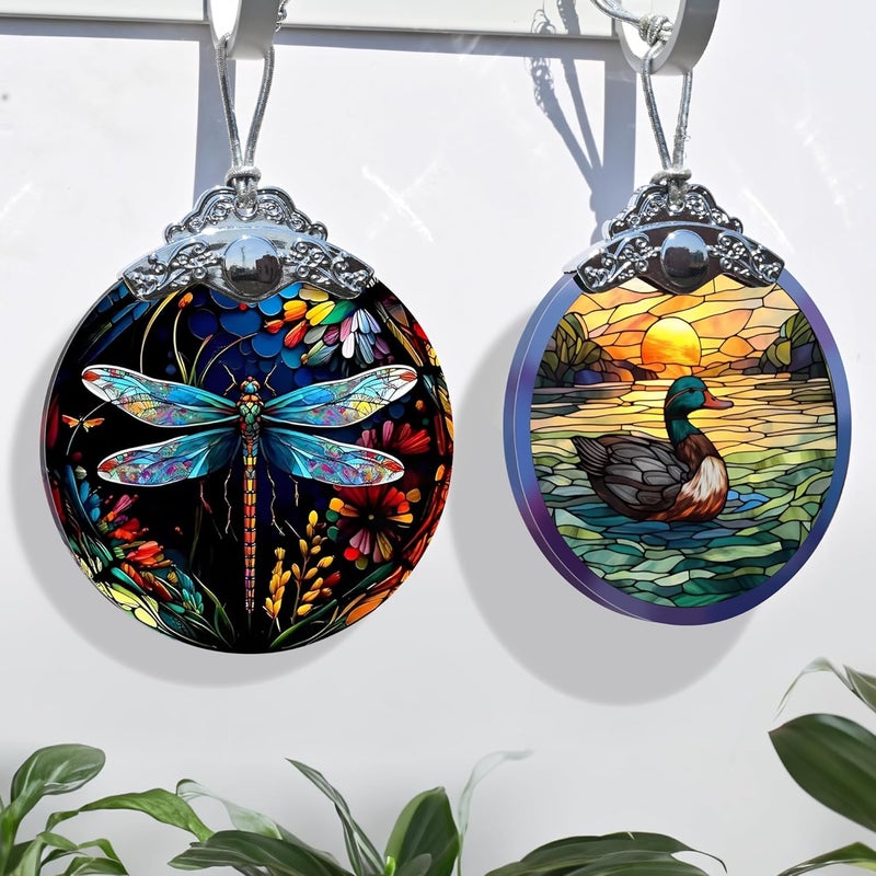 Jocidea Christmas Dragonfly Ornament - Stained Glass Decor for Tree, Holiday Decorations and Xmas Gift Ideas - Image 4