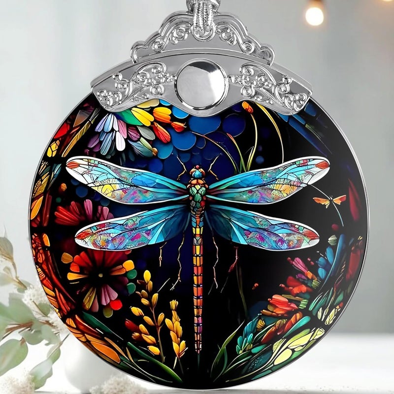 Jocidea Christmas Dragonfly Ornament - Stained Glass Decor for Tree, Holiday Decorations and Xmas Gift Ideas - Image 1