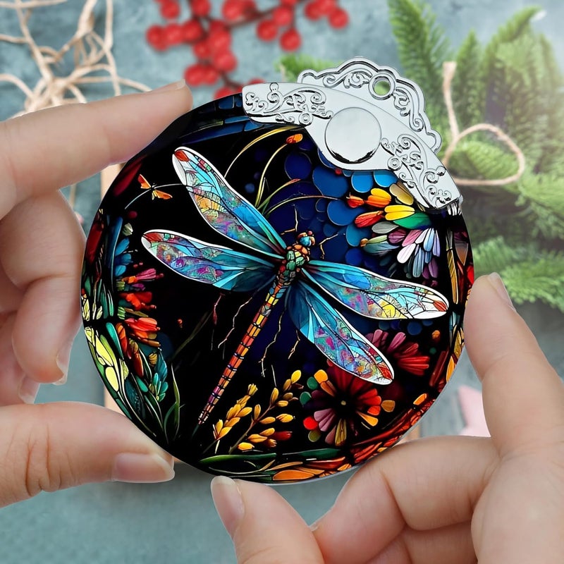 Jocidea Christmas Dragonfly Ornament - Stained Glass Decor for Tree, Holiday Decorations and Xmas Gift Ideas - Image 3