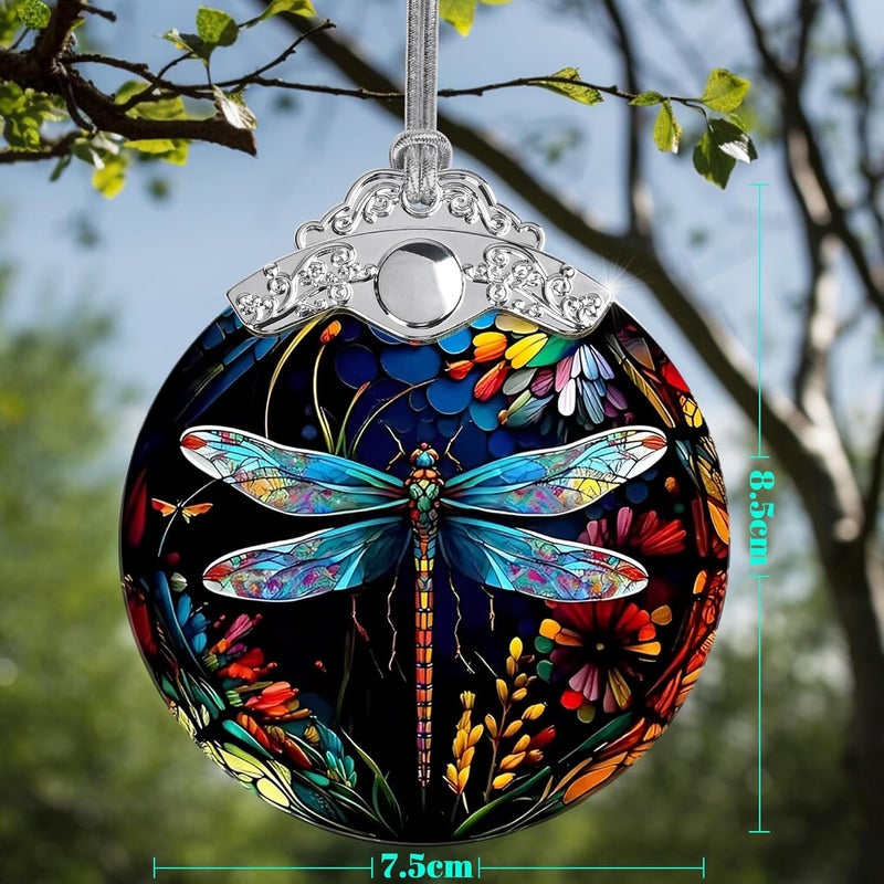 Jocidea Christmas Dragonfly Ornament - Stained Glass Decor for Tree, Holiday Decorations and Xmas Gift Ideas - Image 2