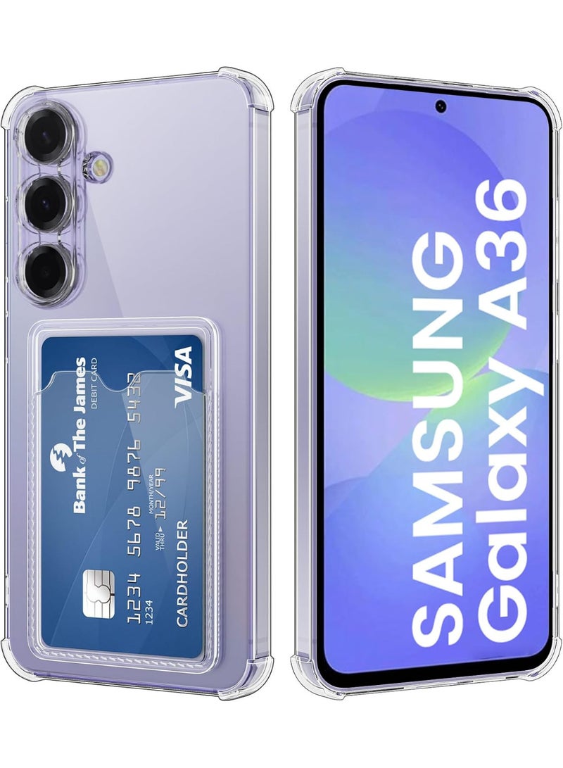 Shockproof Transparent Case with Card Wallet Compatible with Samsung Galaxy A36  - Image 1