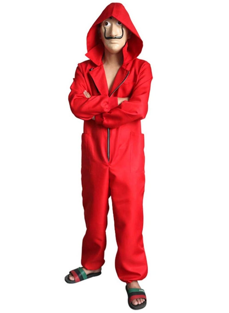 Unisex Red Jumpsuits Mask  Party Costume Full Set L SIZE - Image 1