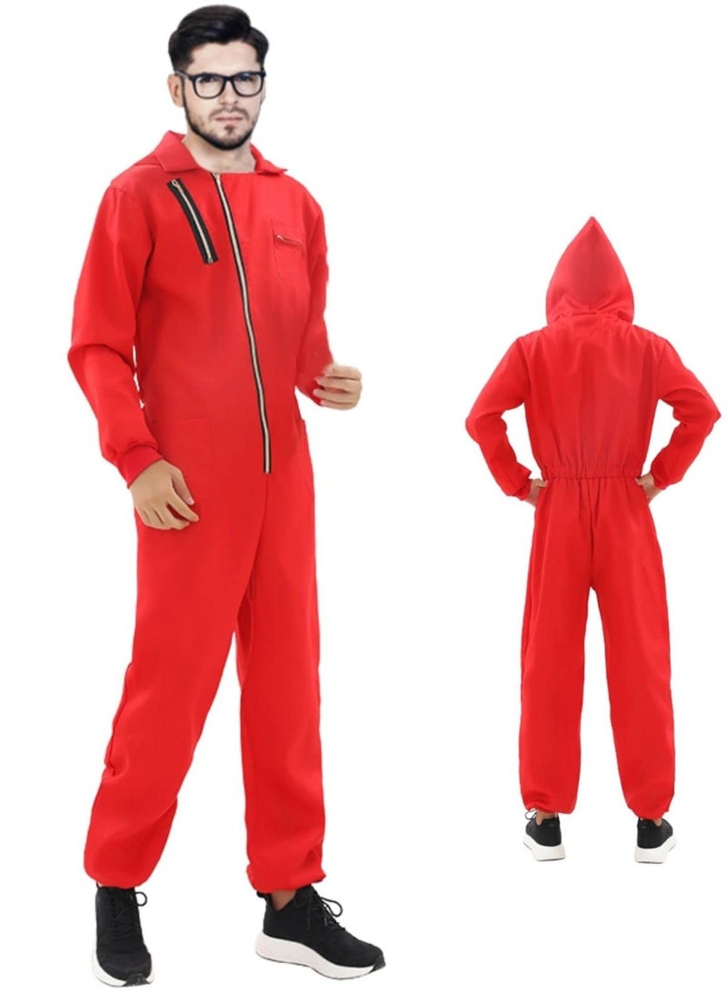 Unisex Red Jumpsuits Mask  Party Costume Full Set L SIZE - Image 2