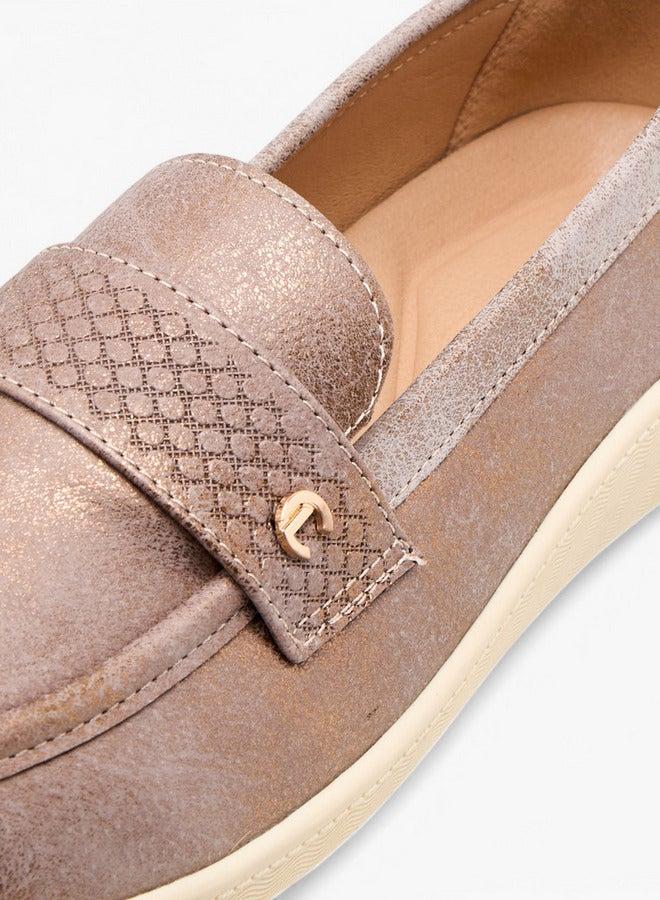 Le Confort Textured Slip-On Loafers with Metallic Trim - Image 4