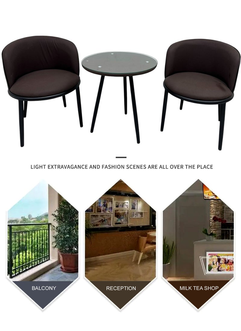 Living - Set of 3 Pieces, Classic Round Dining Table With 2 Chairs Set - Image 1
