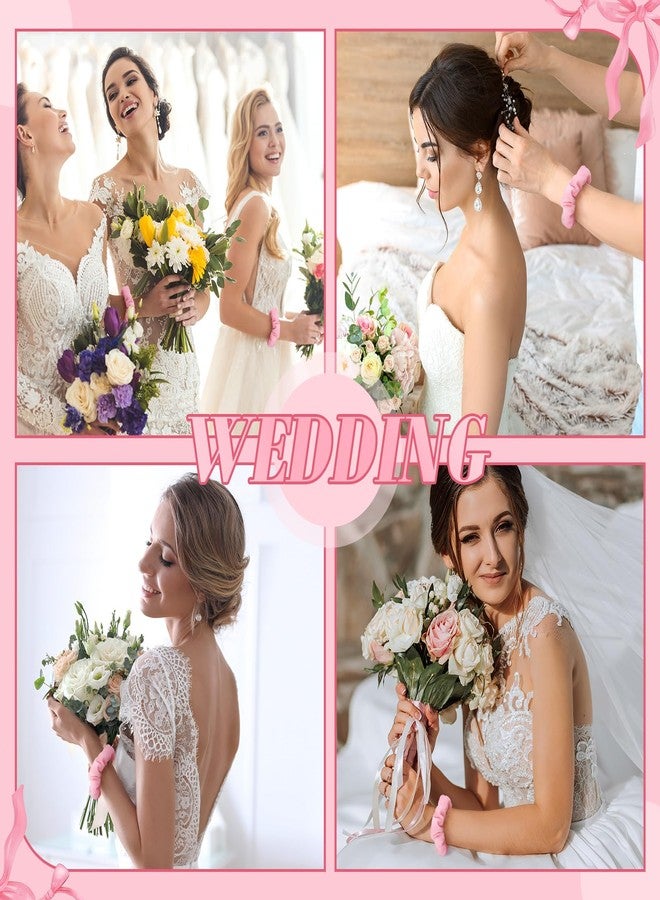 Daifunli 24 Pcs Bridal Shower Scrunchies Favors Bulk She's Tying The Knot for Women Pink Velvet Scrunchies She's Tying The Knot Elastic Bobbles Ropes Scrunchie Bridesmaid for Wedding Parties Bridal Shower - Image 5