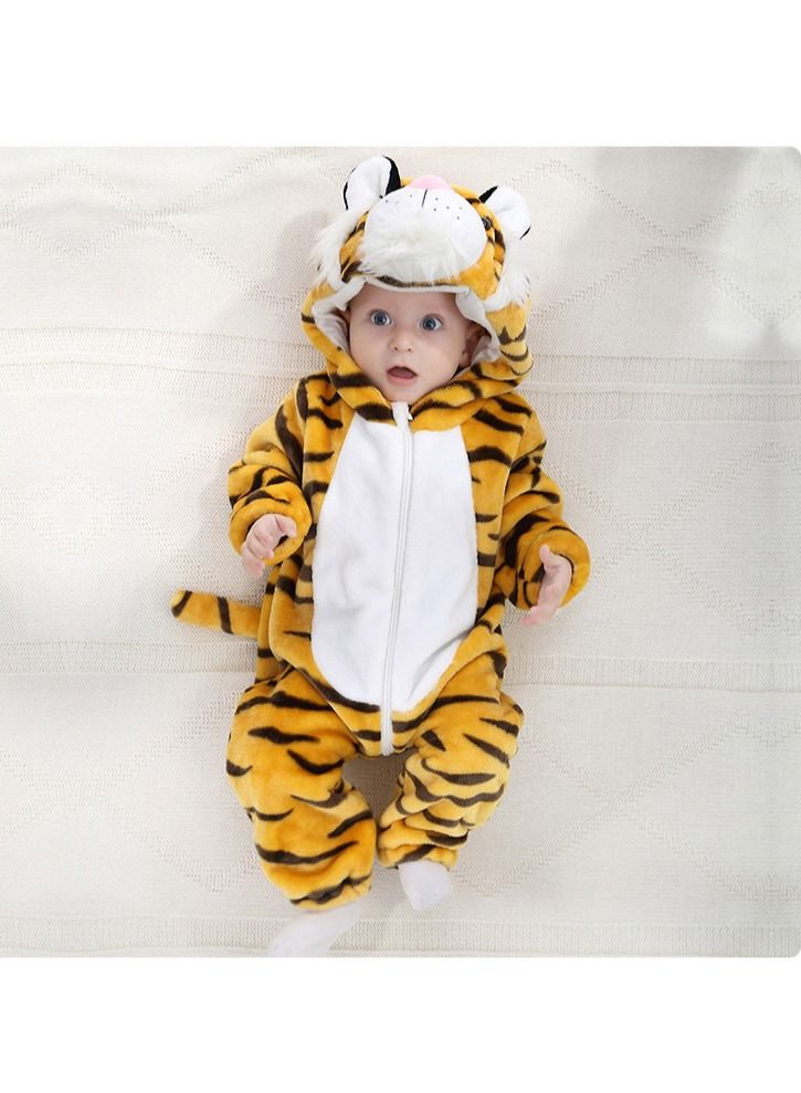 Newborn Baby Hooded Rompers Unisex Winter Flannel Jumpsuit Pajamas Baby Boys and Infant Girls Animal Snowsuits Toddler Onesie Clothes for Infant 0-36 Months 70-120cm  - Image 2