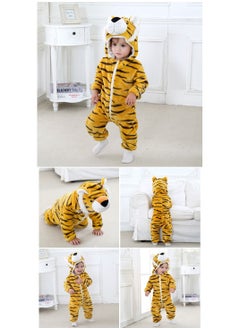 Generic Newborn Baby Hooded Rompers Unisex Winter Flannel Jumpsuit Pajamas Baby Boys and Infant Girls Animal Snowsuits Toddler Onesie Clothes for Infant 0-36 Months 70-120cm  - Image 3