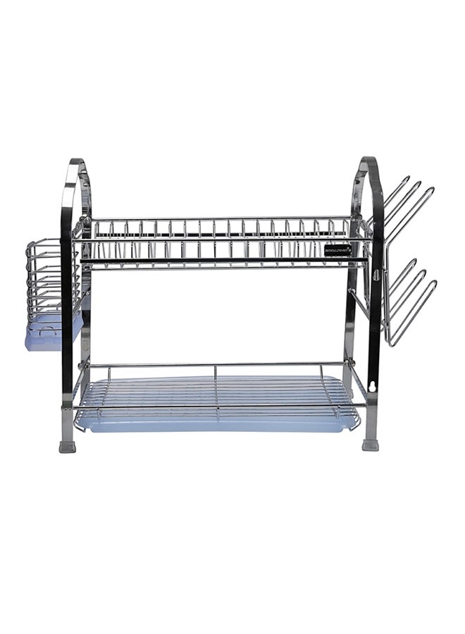 Royalford 2-Layer Stainless Steel Wall Hanging Dish Rack Silver - Image 2