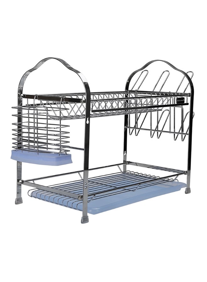 Royalford 2-Layer Stainless Steel Wall Hanging Dish Rack Silver - Image 1