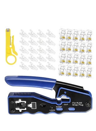 RJ45 Crimp Tool, Kit of RJ45 Crimping Tool, RJ45 Pass Through Crimp Tool with 50 PCS CAT6 Pass Through Connectors, 50 PCS RJ45 Cat6 Protection Covers and Mini Stripping Plier - pzsku/ZB0C50D62C59A4FE2A662Z/45/_/1665666315/295594fa-078c-4f31-8fda-bfd3c9510457