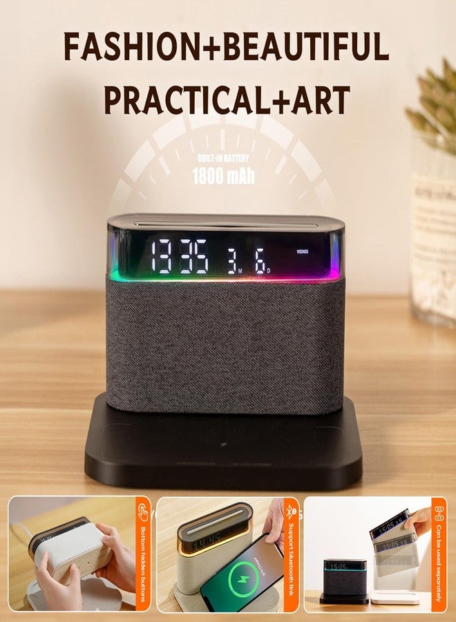 VALUEAGLE Bluetooth Alarm Clock with Wireless Charging,6-in-1 Alarm Clocks for bedrooms Alarm Clock Bluetooth Speaker Wireless Charging, 3 Level Brightness&Colorful Light,Snooze(Black) - Image 5