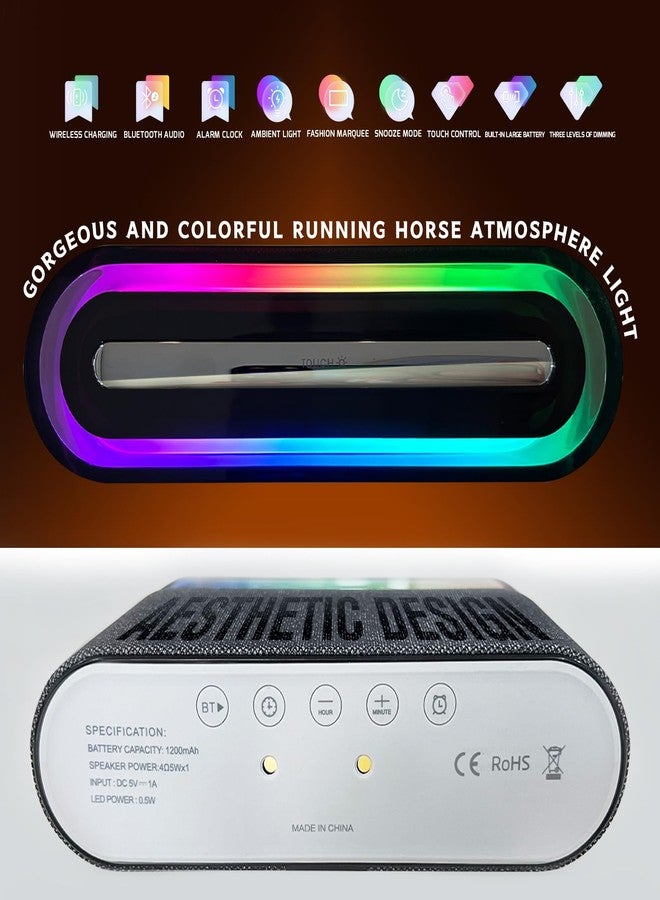 VALUEAGLE Bluetooth Alarm Clock with Wireless Charging,6-in-1 Alarm Clocks for bedrooms Alarm Clock Bluetooth Speaker Wireless Charging, 3 Level Brightness&Colorful Light,Snooze(Black) - Image 3