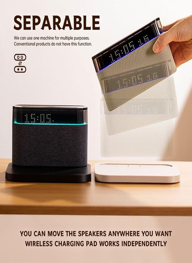 VALUEAGLE Bluetooth Alarm Clock with Wireless Charging,6-in-1 Alarm Clocks for bedrooms Alarm Clock Bluetooth Speaker Wireless Charging, 3 Level Brightness&Colorful Light,Snooze(Black) - Image 4