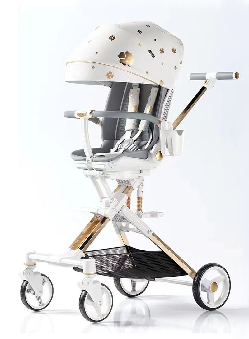 GT-Wheel Lightweight Stroller with Aluminum Frame Newborn Baby Infant Stroller Reversible(X6 Leaf Gold) - Image 1