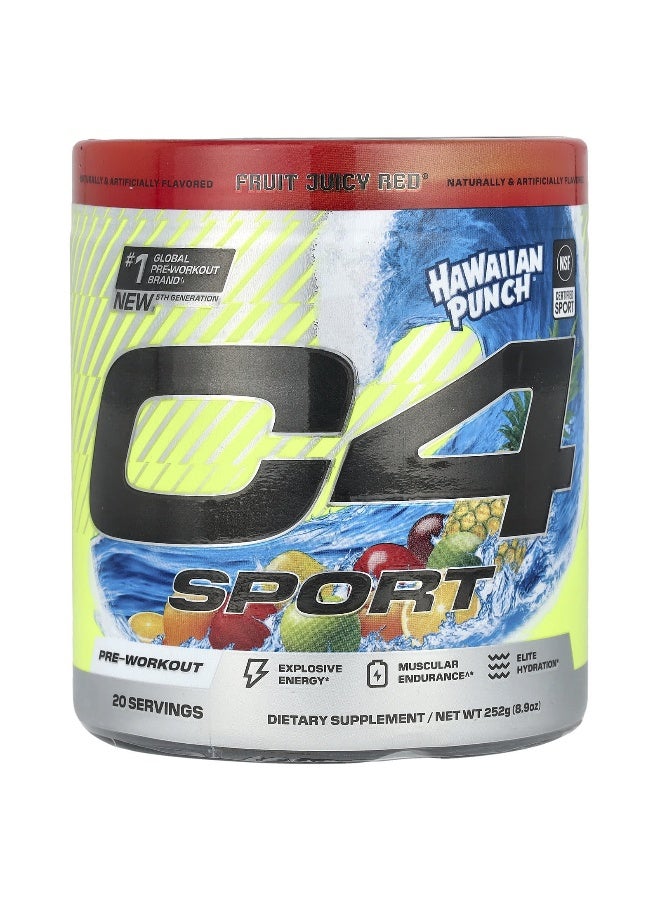 C4  Cellucor C4 / سيلوكور، C4 سبورت، قبل التمرين، هاواي بانش® عصير فواكه أحمر لذيذ®، 8.9 أونصة (252 جرام) - Image 1
