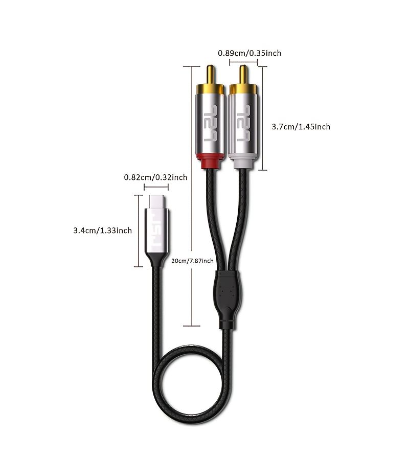 USB C To RCA Audio Cable 3 3 Feet Built In DAC Chip Leather Cord For iPhone iPad Samsung Pixel - Image 2