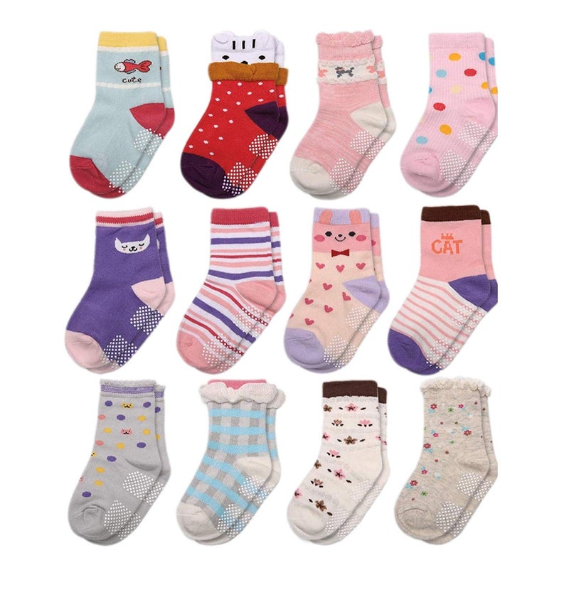 heartbury Organic Cotton Anti Slip Regular Socks For Baby With Grip 0-36 Months-Cartoon, Multicolored (5, 6-12 Months Boys) - Image 1