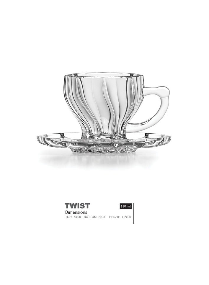 Reko Tea Mug Set | 12 Piece Mug Set 6 Mugs + 6 Serving Plates, Clear | Rolled Wall Tea Cup Set Comes with 190ml Serving Plate - Image 5