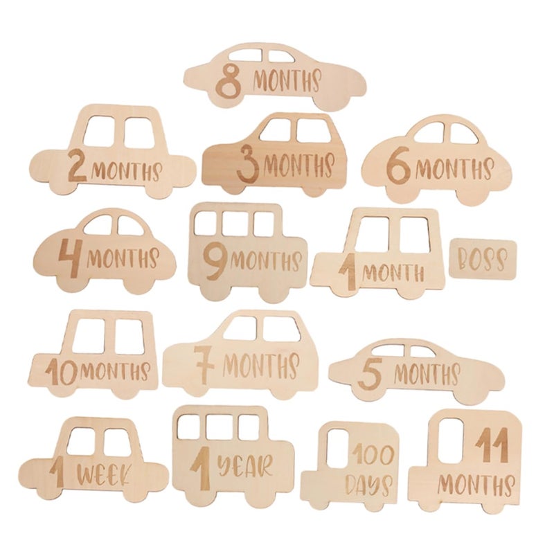 Wooden Milestone Cards 15Pcs Set For Baby Monthly Growth Photography Markers - Image 2