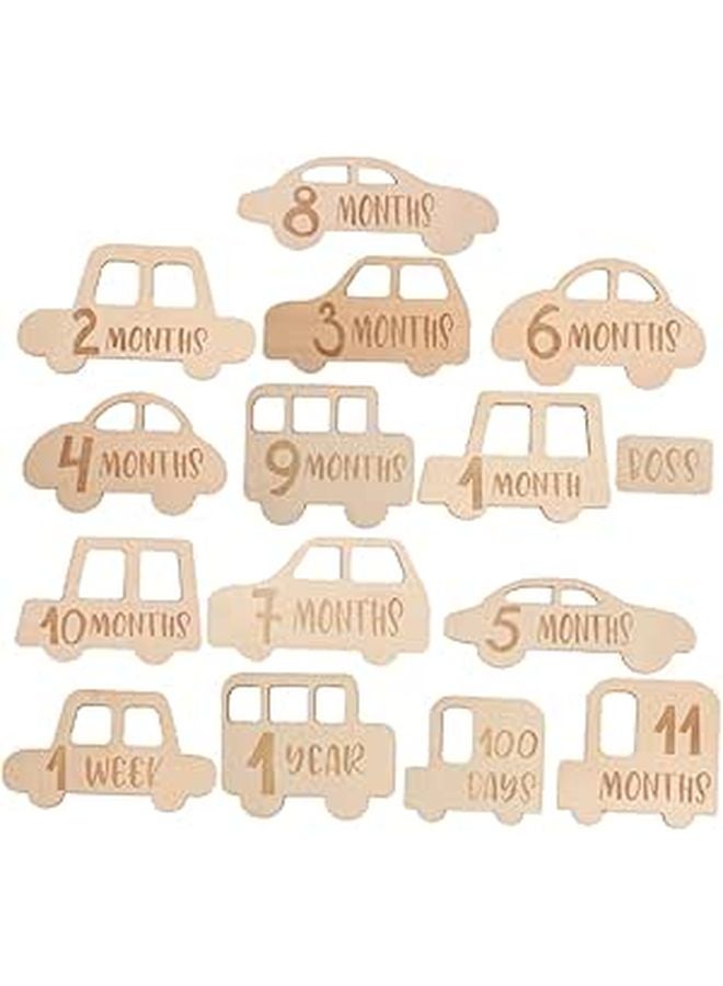 Wooden Milestone Cards 15Pcs Set For Baby Monthly Growth Photography Markers - Image 1