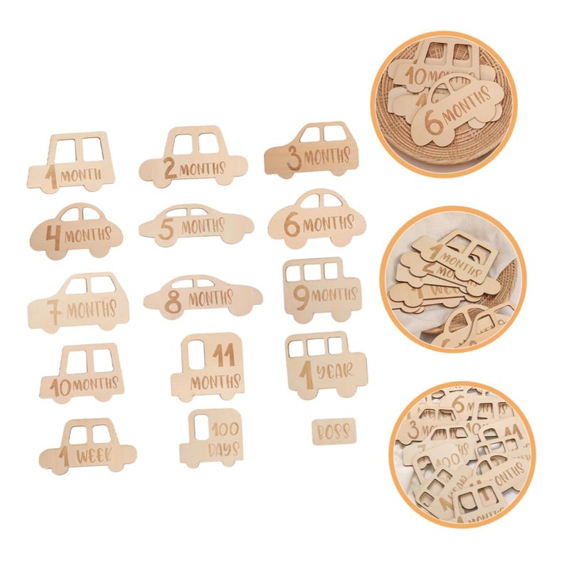 Wooden Milestone Cards 15Pcs Set For Baby Monthly Growth Photography Markers - Image 3