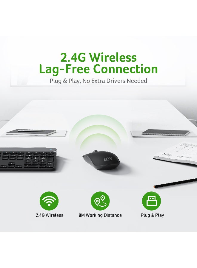أيسر ماوس لاسلكي – ماوس بصري USB 2.4GHz، تصميم مريح محمول مع DPI قابل للتعديل وتتبع بصري للابتوب، الكمبيوتر الشخصي، ماك - أسود - Image 3