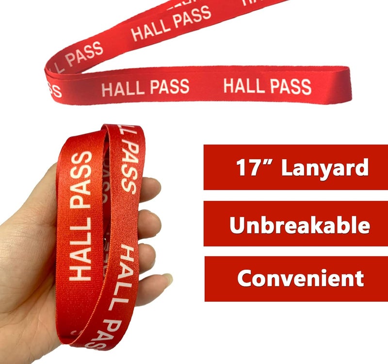Bemaxy Hall Pass Lanyards with Large Card Passes, Unbreakable School Classroom 5 Inch Passes Set for Teacher Parents(Hall Bathroom Library Office & Nurse),5 Pcs(Hall) - Image 4