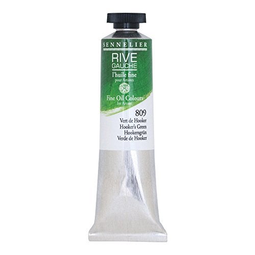 Sennelier Rive Gauche Artist Oil Color 40 ml Hookers Green |Ideal for primed canvas, paper or panels with brushes, painting knives,Linseed Oil,solvents and texture mediums. - Image 1