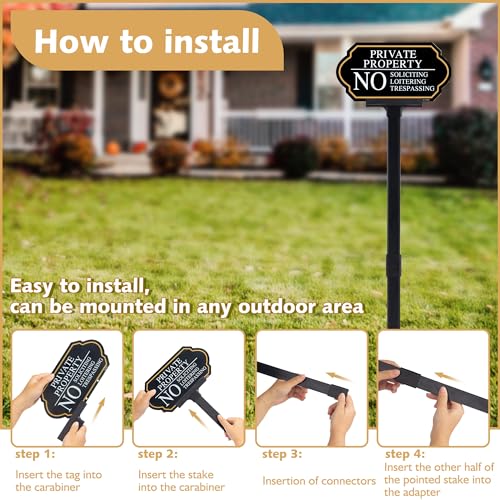 DXSIGN Private Property No Trespassing Sign with Stake, No Soliciting Sign for House 5x10 inch/35 inch High, for Front Door/Lawns/Gardens and Business - Image 4