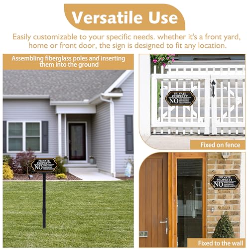 DXSIGN Private Property No Trespassing Sign with Stake, No Soliciting Sign for House 5x10 inch/35 inch High, for Front Door/Lawns/Gardens and Business - Image 5