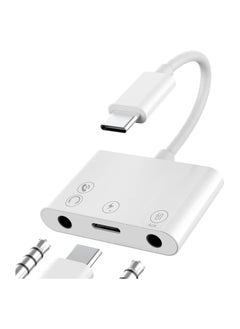 USB C to 3.5mm Audio Adapter, Charger/Headphone and AUX Port (3-in-1) Type-C ​Earbud Splitter Dongle Compatible with Samsung Apple iPhone15 Pro Max Plus/iPad 10/Air4/5/Mini6/Pro 12/HUAWEI