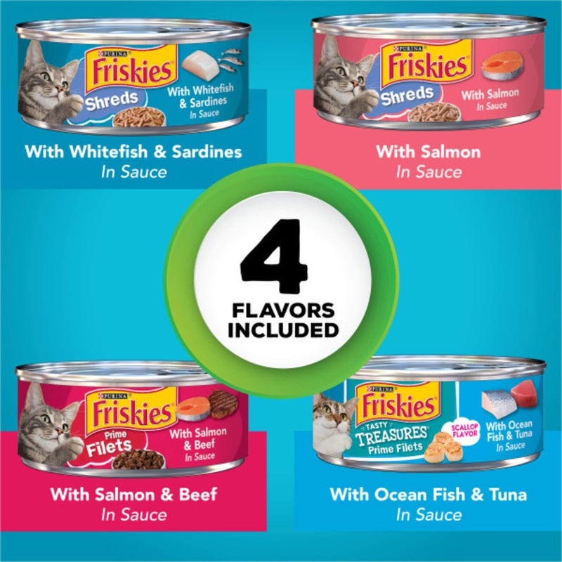 Friskies Purina Friskies Wet Cat Food Variety Pack Fish-A-Licious Extra Gravy, Prime Filets and Tasty Treasures - (Pack of 32) 5.5 oz. Cans - Image 2