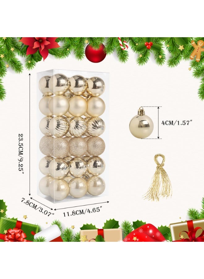 تشيلور زينة عيد الميلاد، 36 كرة، 1.57 بوصة، زينة كرات عيد الميلاد بلون الشمبانيا للحفلات، والعطلات، وحفلات الزفاف، والذكرى السنوية، والهالوين، وكرات شجرة عيد الميلاد مع حلقة تعليق لتزيين حفلات الأعياد. - Image 2