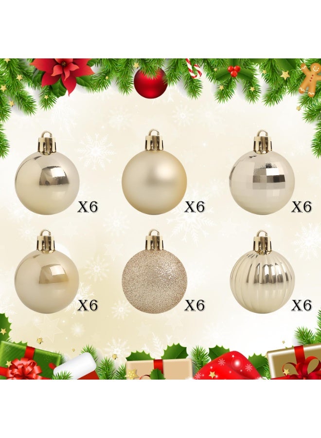 تشيلور زينة عيد الميلاد، 36 كرة، 1.57 بوصة، زينة كرات عيد الميلاد بلون الشمبانيا للحفلات، والعطلات، وحفلات الزفاف، والذكرى السنوية، والهالوين، وكرات شجرة عيد الميلاد مع حلقة تعليق لتزيين حفلات الأعياد. - Image 4