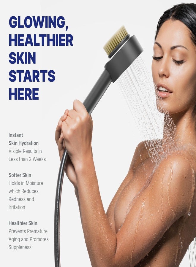 NU Aqua Handheld Filtered Shower Head - Black - High Pressure Shower Filter Protects Hair and Skin - Reduces Hair Shedding, Dandruff, and Dry Skin - Soft Brush Head and Foaming Sponge Exfoliator - Image 5