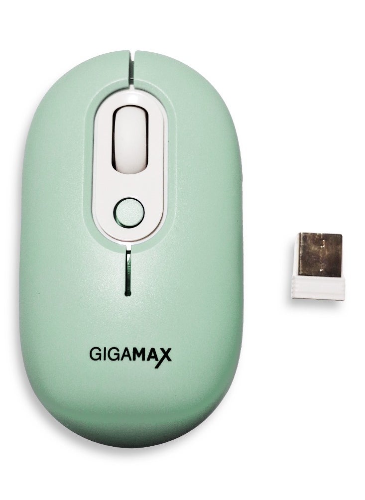 Gigamax - Wireless Desk office Mouse, G-1300, 1600 DPI Wired/Wireless Functional Mouse with 3 Modes Connectivity, Bluetooth and 2.4G Wireless, 4 Macro Buttons, Long Lasting Rechargeable Battery Capacity and for PC/Mac/Laptop, Green - Image 1