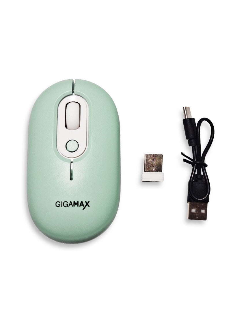 Gigamax - Wireless Desk office Mouse, G-1300, 1600 DPI Wired/Wireless Functional Mouse with 3 Modes Connectivity, Bluetooth and 2.4G Wireless, 4 Macro Buttons, Long Lasting Rechargeable Battery Capacity and for PC/Mac/Laptop, Green - Image 1