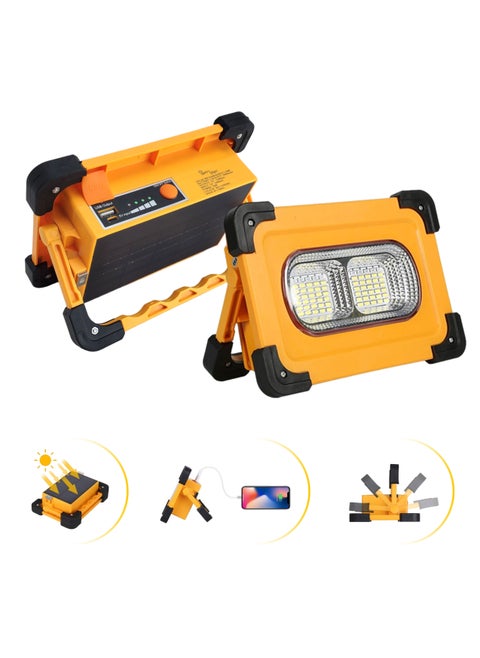 A portable solar flashlight of very high quality, battery 8000 mAh, 4 light levels, red/blue emergency flashlight. easy to carry by hand, hang, has a magnets on the base, you can charge mobile.