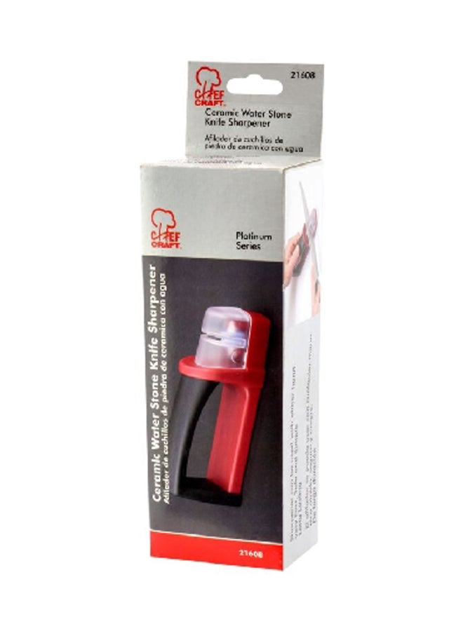 شيف كرافت مسن سكين بحجر مائي من السيراميك باللونين الأحمر والأسود، بطول 6.75 إنش، 21608 - Image 1