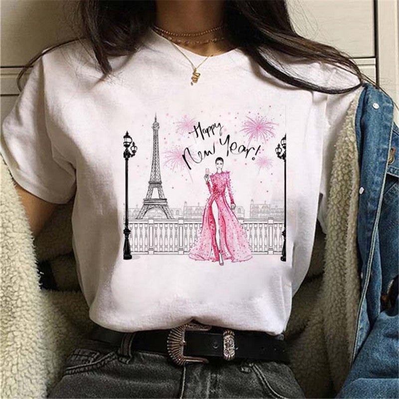 [Same day] cross-border supply of T-shirt printed T-shirt women's short-sleeved women's clothing - Image 1