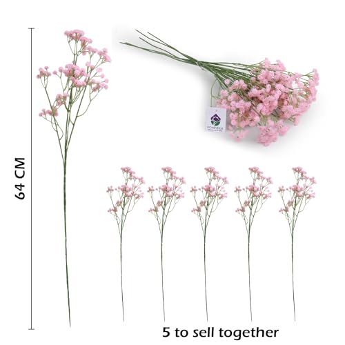 HOMEVERSE Baby Breath/Gypsophila Artificial Fake Silk Plants Wedding Party Decoration Real Touch Flowers DIY Home Garden(Pink-05) - Image 5