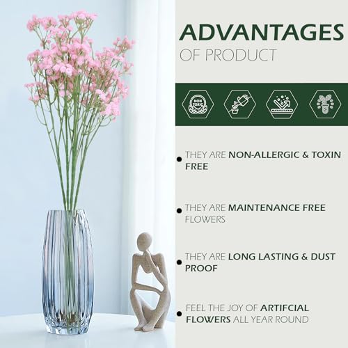 HOMEVERSE Baby Breath/Gypsophila Artificial Fake Silk Plants Wedding Party Decoration Real Touch Flowers DIY Home Garden(Pink-05) - Image 2