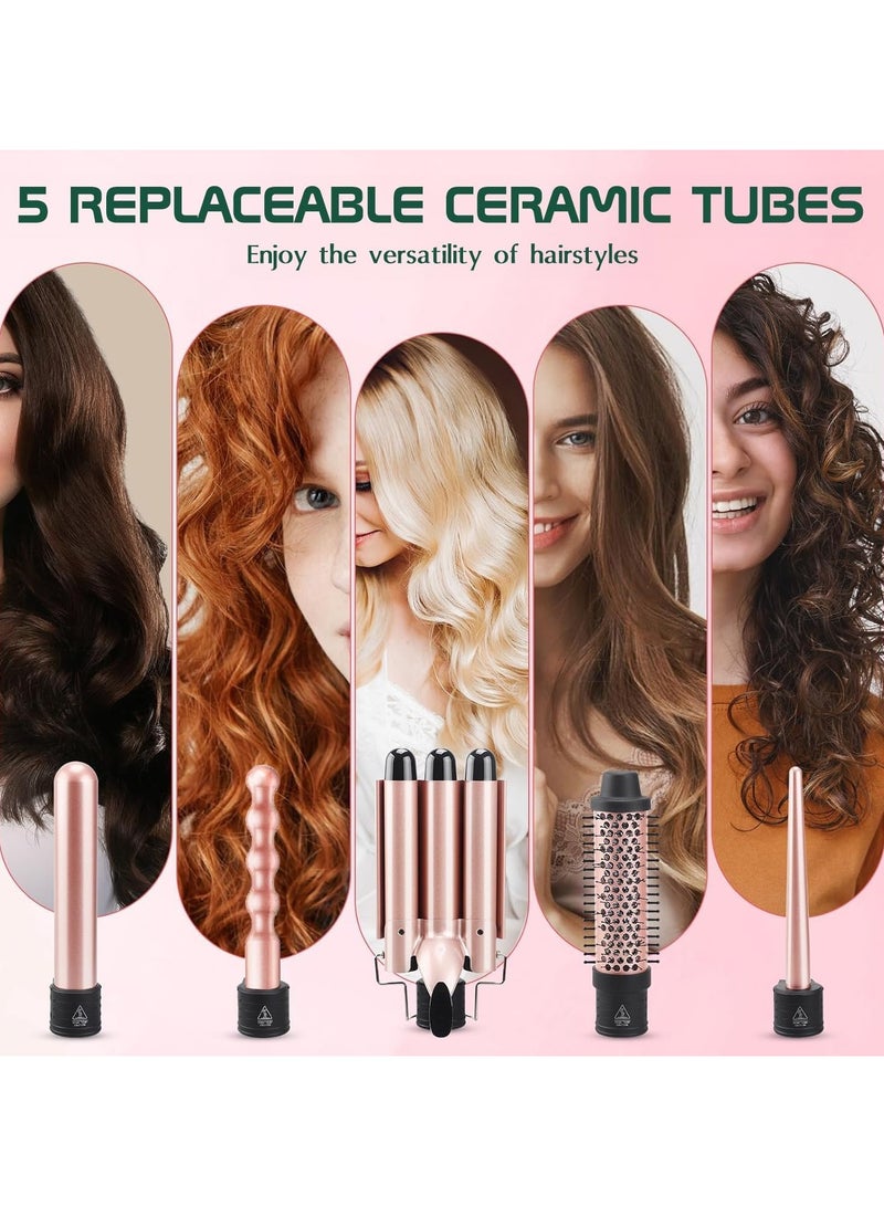 BABLE Premium 5-in-1 Curling Wand Set with Digital Screen, Professional Hair Curler with 5 Ceramic Barrels (9-32mm) Instant Heat, Includes Heat Glove & 2 Clips - Image 2