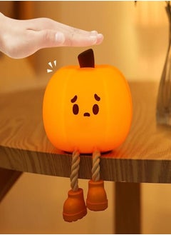 Lewondr Lewondr Pumpkin Night Light Children, Cute Soft Silicone Dimmable Touch Bedside Lamp with Timer & 3 Brightnesses, Rechargeable LED Lamp for Baby Girls Boys Children Children's Room, Yellow 