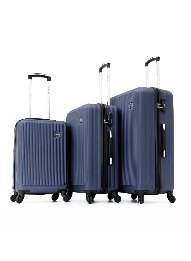 TAKEOFF Hardside Luggage Trolley Bag 3 Pieces set,Black (S-20,M-24,L-28 Inch) - Image 1