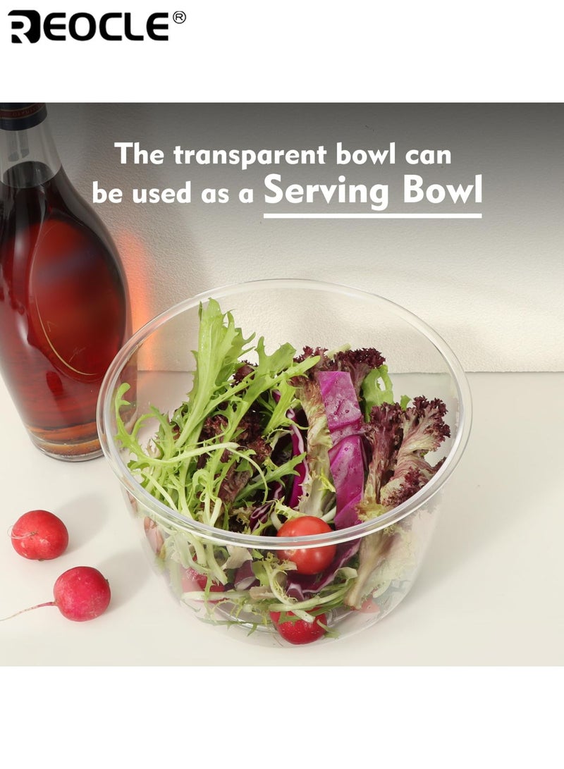 REOCLE Salad Spinner with Strainer Basket and Efficient Draining Design Vegetable Fruit Washer with Push Button Operation for Kitchen Food Preparation - Image 4