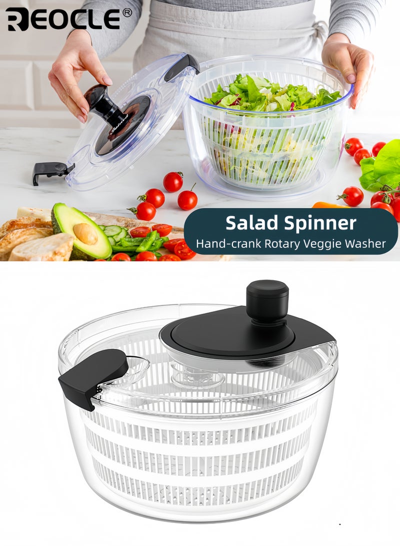 REOCLE Salad Spinner with Strainer Basket and Efficient Draining Design Vegetable Fruit Washer with Push Button Operation for Kitchen Food Preparation - Image 1